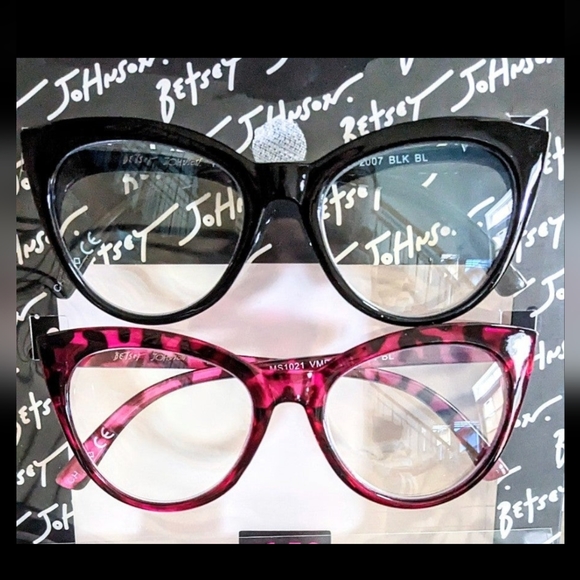 2 New +2.5 Betsey Johnson Cateye Blue Light Reading Glasses - Picture 1 of 1